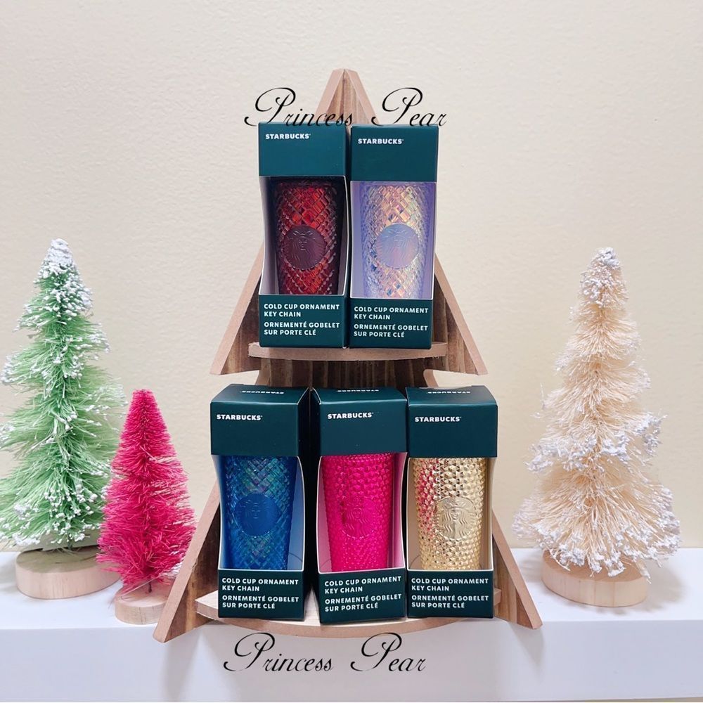 5x Starbucks 2022 Holiday ornament keychain